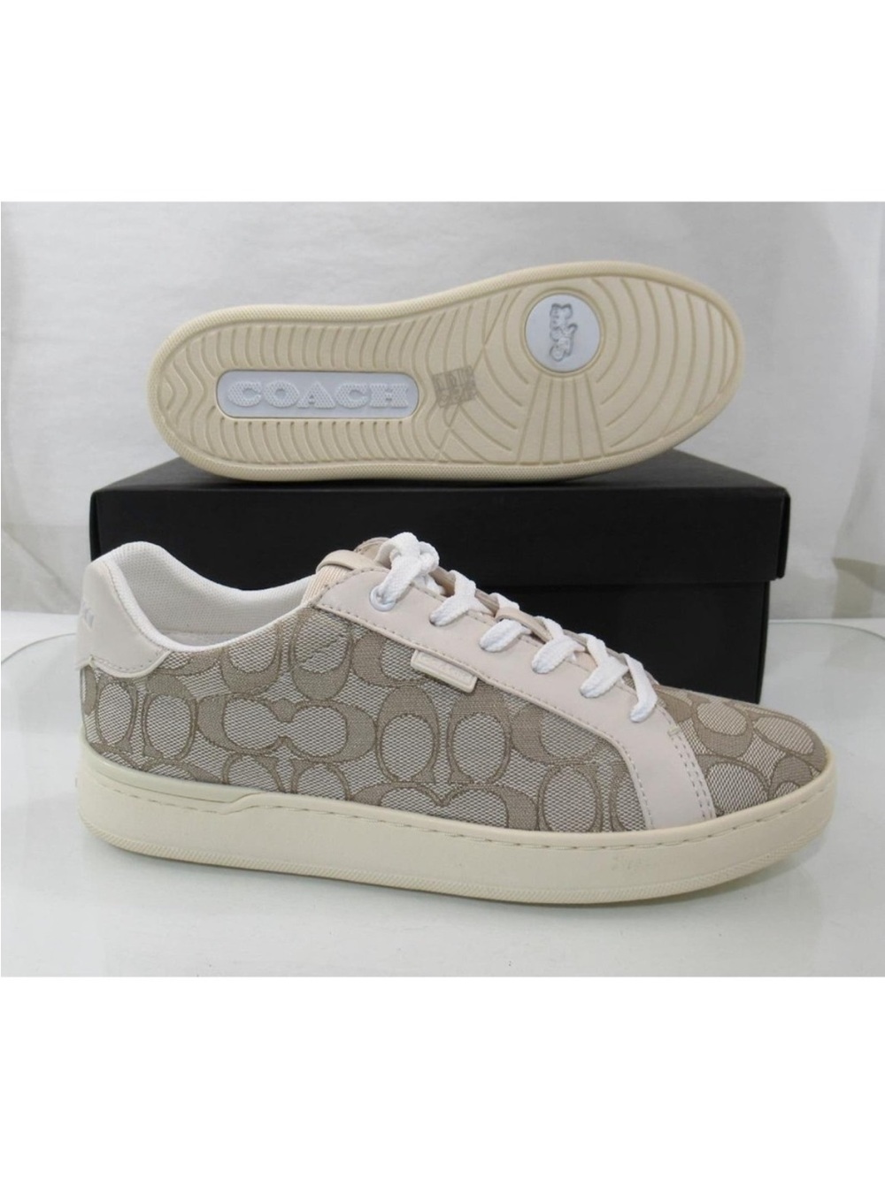Coach Women's Signature Canvas Low-Top Sneaker in Beige and Cream